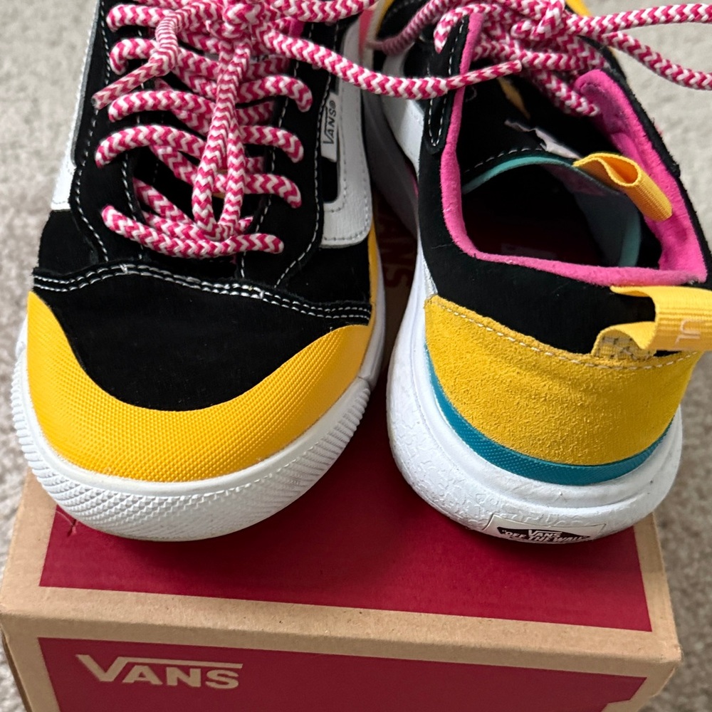 Vans Kids' Black, Yellow, and Pink Sneakers - Picture 6 of 7